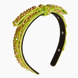Lele Sadoughi - Bardot Slim Embellished Velvet Headband - Color - Parakeet - NWT